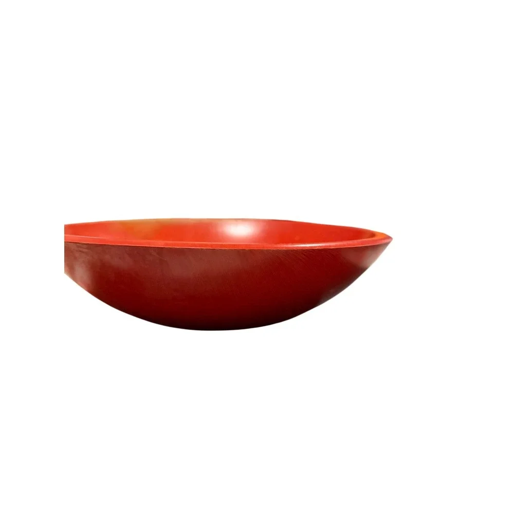 The Bowl Mill Granville Vermont‎ Red Wooden Serving Decorative Bowl 10.5 Inch